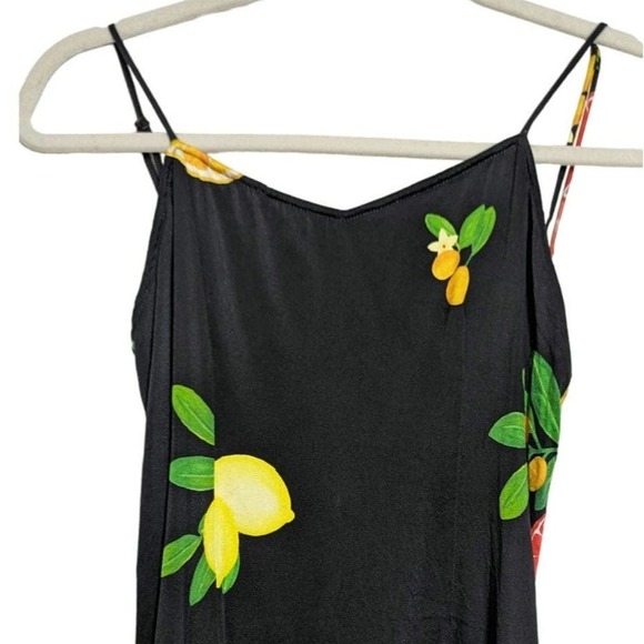 LPA XS Black Citrus Fruit Novelty Print Silk Blend Sleeveless Mini Dress - Picture 3 of 7